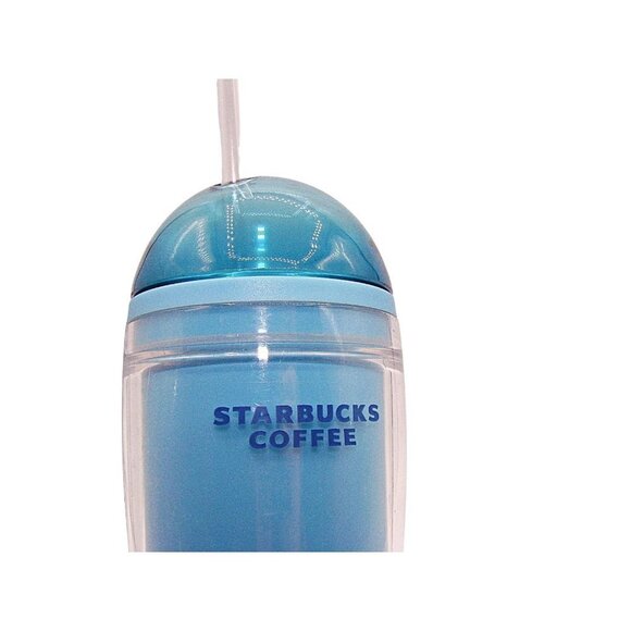 Starbucks Coffee Double Wall Cold Tumbler 16 Oz Teal Blue Dome Lid Clear Straw - Picture 2 of 12